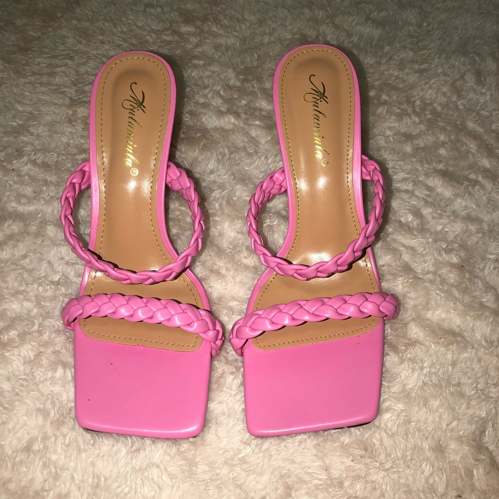 Barbie Pink Braided Strap Sandal Heels 🎀